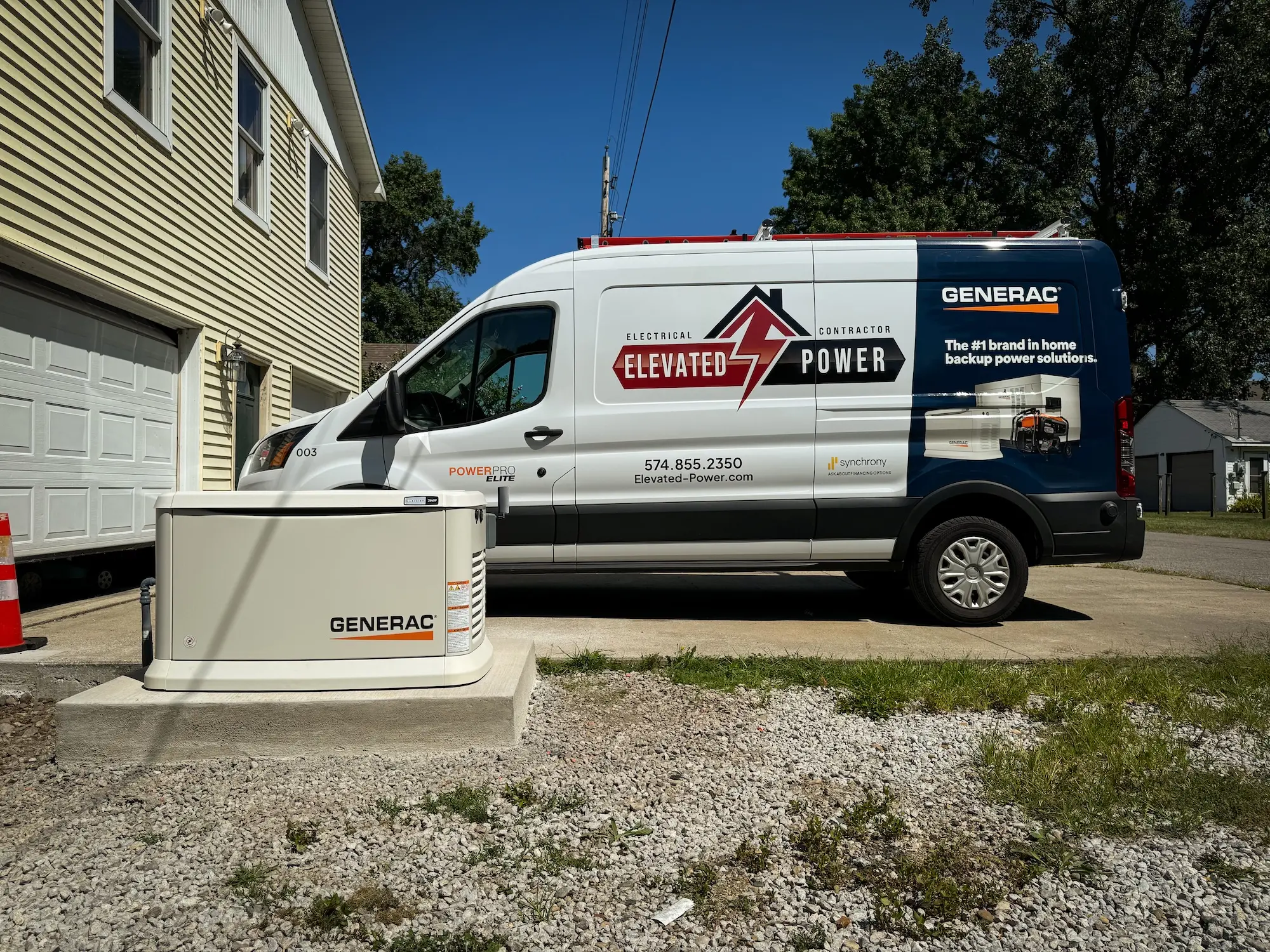 Elevated Power generator installation team